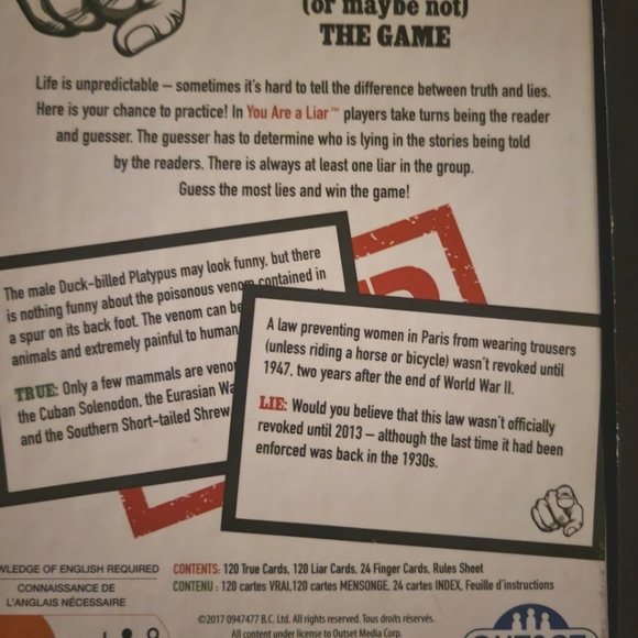 Card Game "You Are a Liar" - Picture 2 of 2